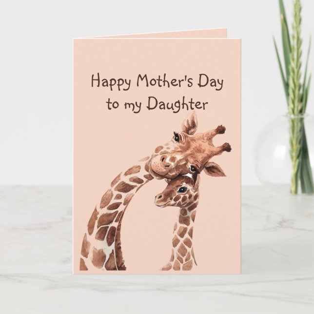 Carte Fête des mères fille amusant Giraffe animal (Devant)