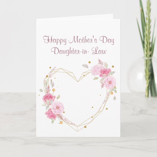Carte Fête des mères Fille en droit Fleur Heart (Devant)
