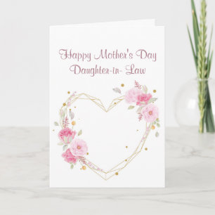 Carte Fête des mères Fille en droit Fleur Heart