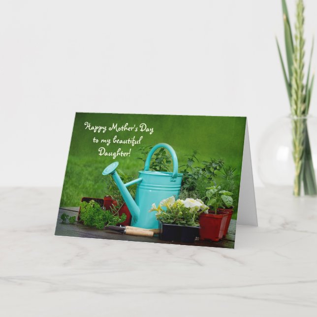 Carte Fête des mères Fille - Herbes/Fleurs/Jardinage (Devant)