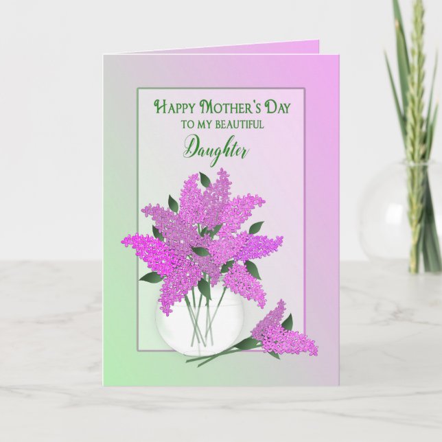 Carte Fête des Mères, Fille, Lilacs dans un Vase (Devant)
