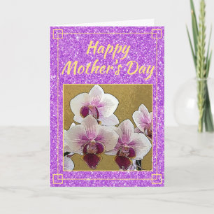 Carte Fête des Mères Fille Purple Parties scintillant Fl
