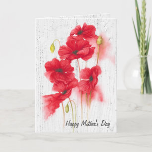 Carte Fête des mères Fleurs de pavot rouge