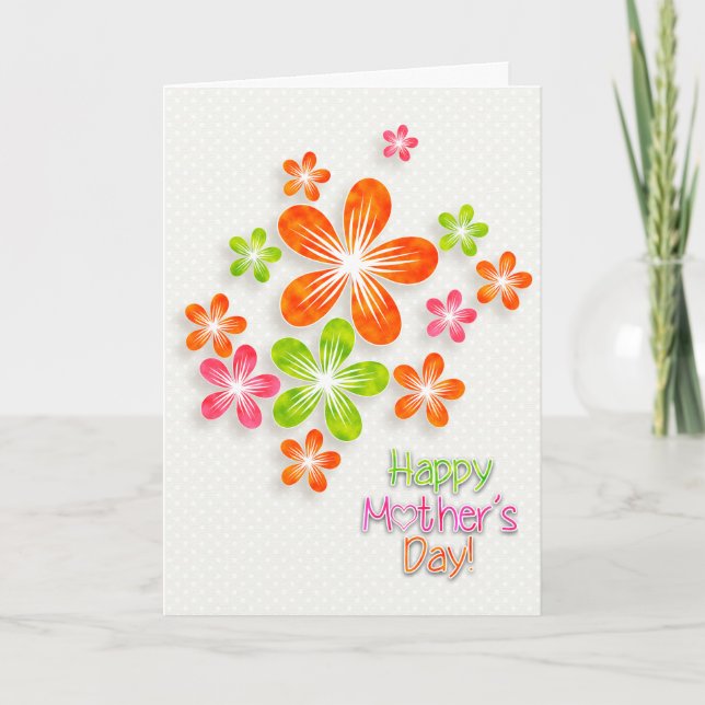 Carte Fête des mères - Fleurs et Coeurs amusants (Devant)