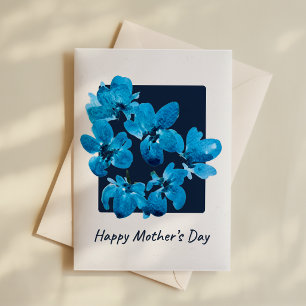 Carte Fête des mères florale aquarelle bleue