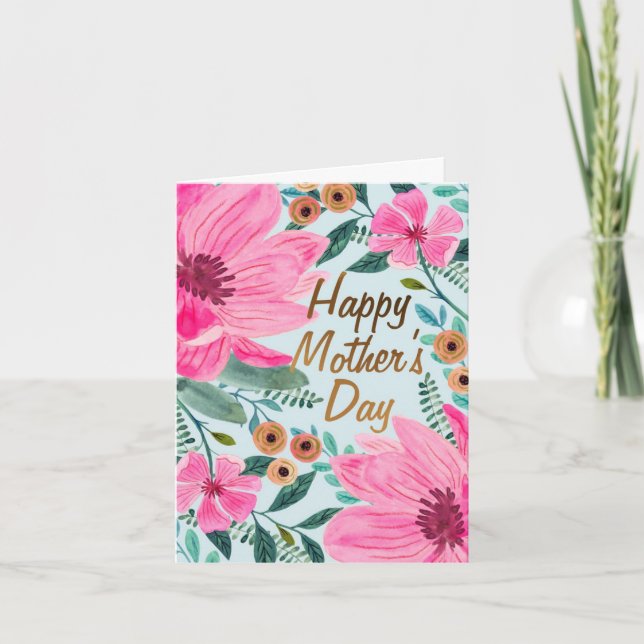 Carte Fête des mères florales - Or (Devant)