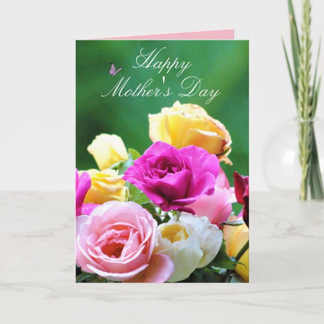 Carte Fête des mères florales personnalisée (Devant)