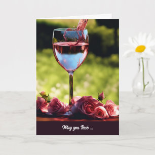 Carte Fête des mères Général Rose Vin et Rose Blush