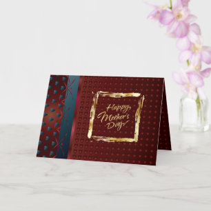 Carte Fête des Mères Gold Lettering Elégant Coeurs pourp