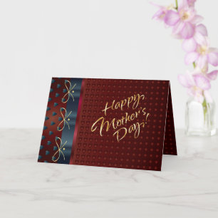 Carte Fête des Mères Gold Lettering Elégant Coeurs pourp