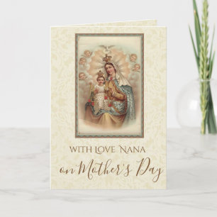 Carte Fête des mères grand-mère Nana Vierge Marie Jésus