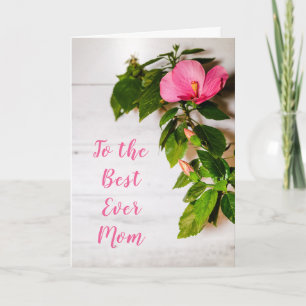 Carte Fête des Mères Hibiscus Rose Meilleure Maman de To