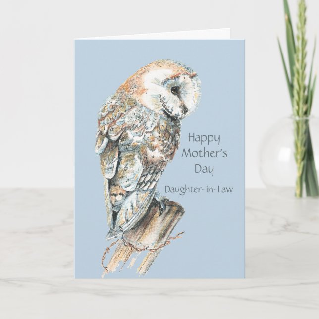Carte Fête des mères Humour-fille Barn Owl Bird (Devant)