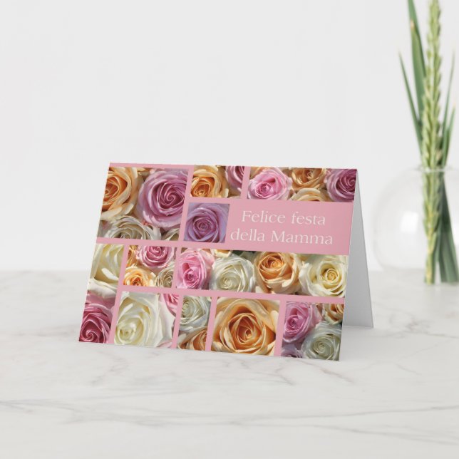 Carte fête des mères italiennes pastel collage rose (Devant)