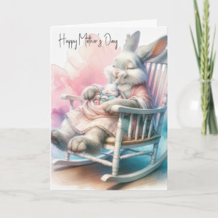 Carte Fête des mères lapin et lapin bébé
