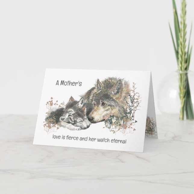 Carte Fête des Mères Loup Maman Amour Fierce Veille Éter (Devant)