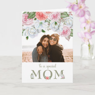 Carte Fête des mères Maman Photo personnalisée Aquarelle