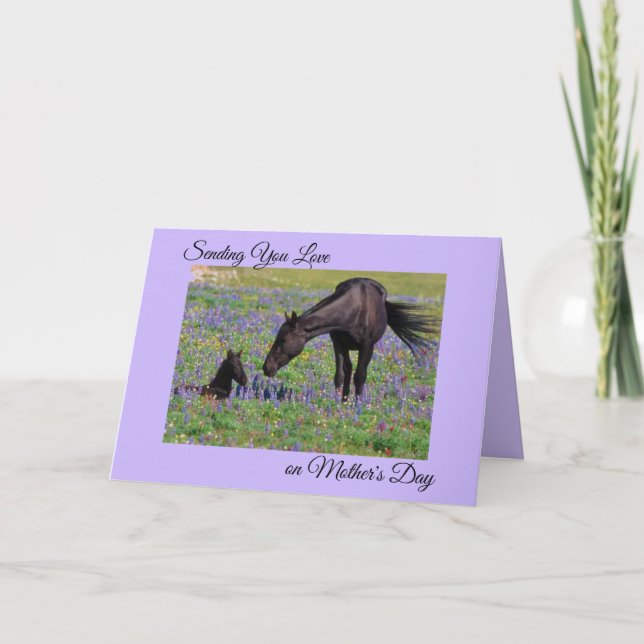 Carte Fête des mères Mare & Foal Bluebell Pasture Photo (Devant)