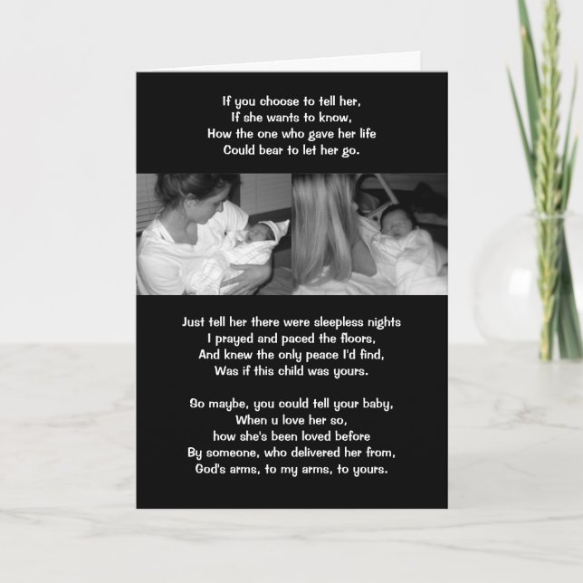 Carte Fête des mères, mère de naissance ou mère adoptive (Devant)