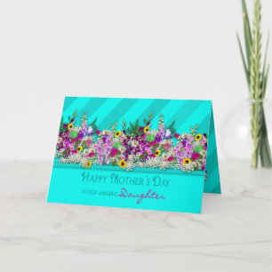 Carte Fête des mères, NOTRE fille, Fleurs de jardin, Aqu