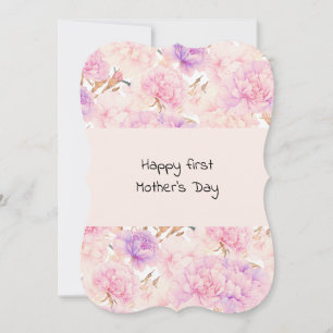 Carte Fête des mères, oeillets roses et pourpres,