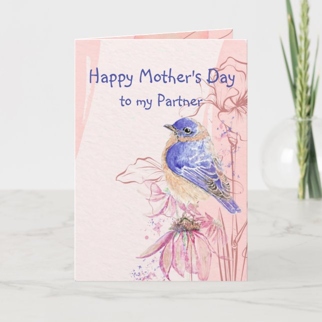 Carte Fête des Mères Partenaire amour Bluebird Garden Bi (Devant)