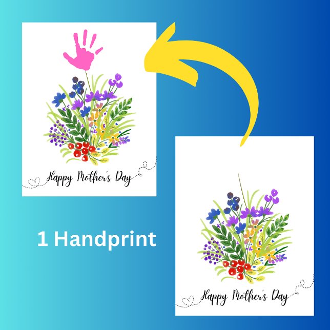 Carte Fête des mères personnalisée floral 1 empreinte ma (Créateur téléchargé)