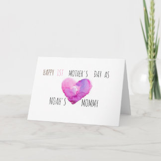 Carte Fête des mères personnalisées Coeur d'aquarelle
