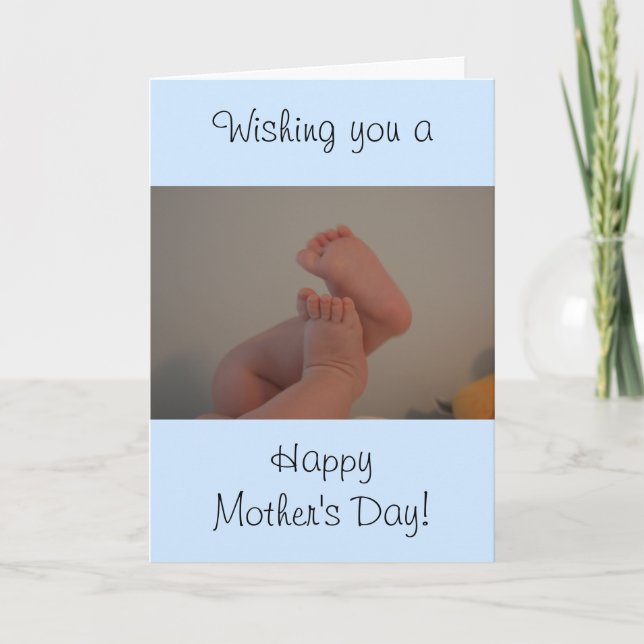 Carte Fête des mères Pieds bébé Blue Rattle PHOTO (Devant)