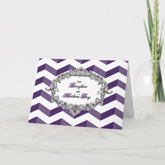 Carte Fête des Mères pour Fille Chevrons avec cadre anti (Devant)