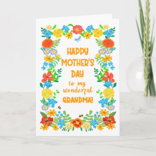 Carte Fête des mères pour grand-mère avec une jolie fron