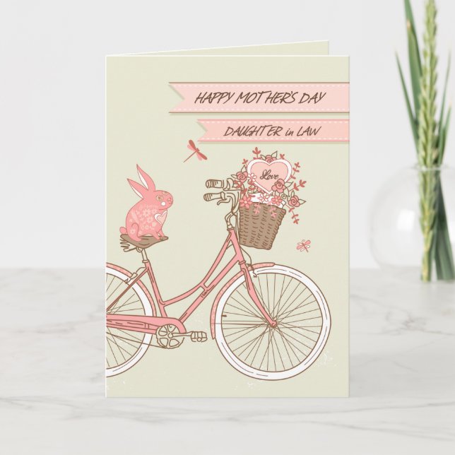 Carte Fête des mères pour la fille en droit Vélo avec fl (Devant)