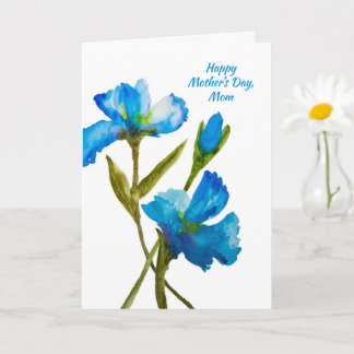 Carte Fête des mères pour la mère Aquarelle bleue Iriss
