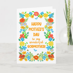 Carte Fête des mères pour la mère avec frontière florale