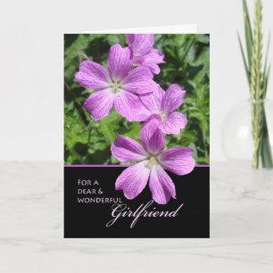 Carte Fête des mères pour les amies, les géraniums mauve
