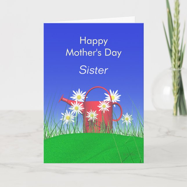 Carte Fête des mères pour les marguerites soeurs et cane (Devant)
