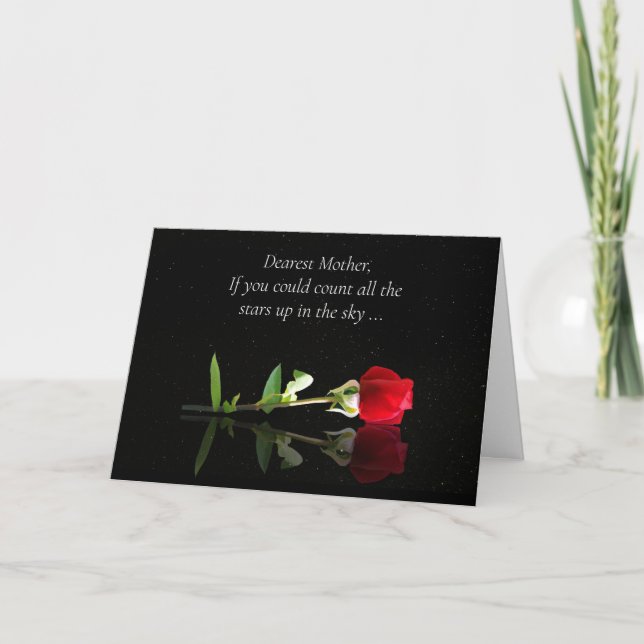 Carte Fête des mères pour maman Beau Rose et étoiles (Devant)