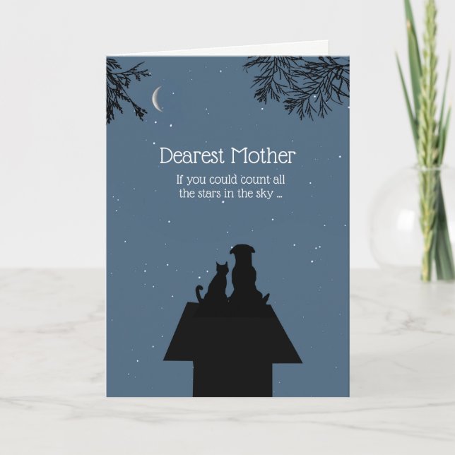 Carte Fête des mères pour maman mignonne chien et étoile (Devant)