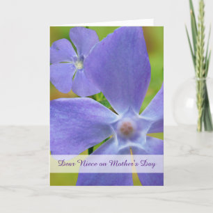 Carte Fête des mères pour nièce avec Plante de Vinca à f