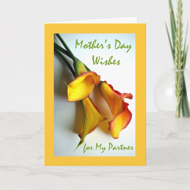 Carte Fête des mères pour partenaire, Calla Lilies (Devant)