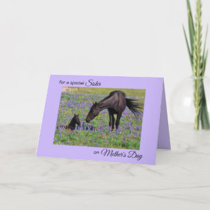 Carte Fête des Mères pour Soeur Mare Fleurs de Foal Phot