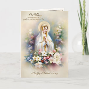 Carte Fête des Mères religieuse Vierge Marie Florale