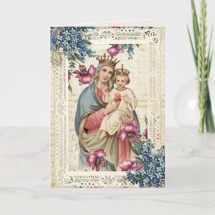 Carte Fête des mères religieuses Béni à la Vierge Marie 