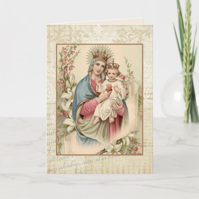 Carte Fête des mères religieuses Vierge Jésus (Devant)