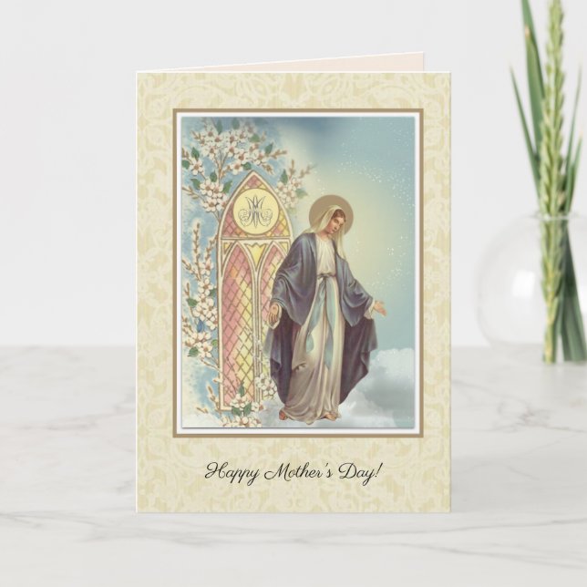 Carte Fête des mères religieuses Vierge Marie (Devant)