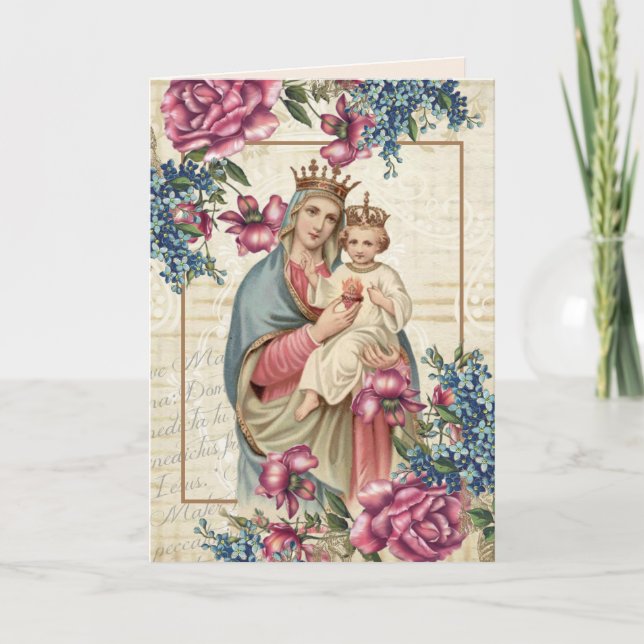 Carte Fête des mères religieuses Vierge Marie Jésus (Devant)