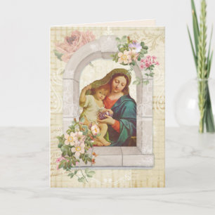 Carte Fête des mères religieuses Vierge Marie Jésus Rais