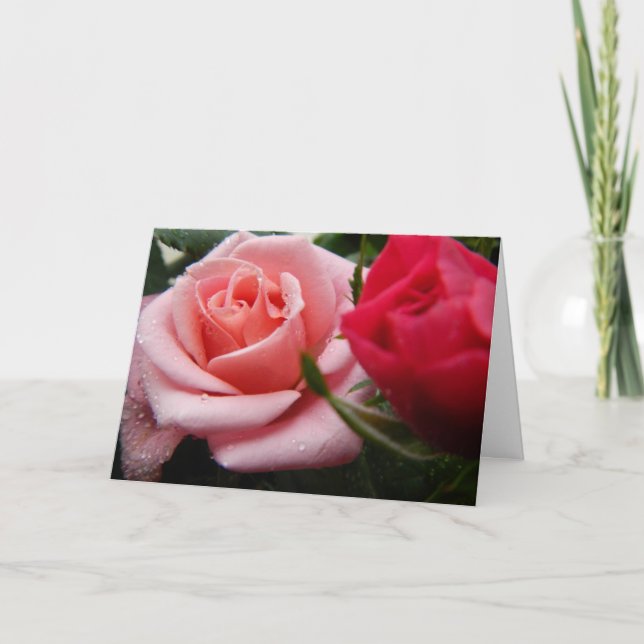 Carte Fête des mères rose et rouge rose (Devant)