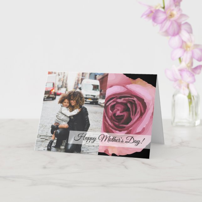 Carte Fête des mères Roses du printemps rose & pourpre g (Orchidée)