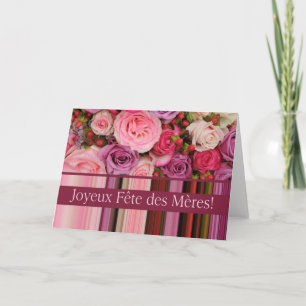 Carte Fête des Mères Roses français & rayures Fête des M